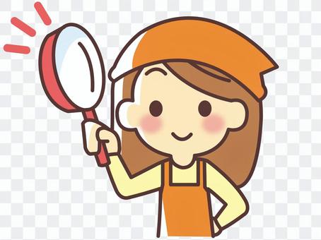 A woman with a frying pan (048) A woman with a frying pan (048)
