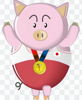 Pig Pig Winner Gold Medal Hinomaru Pig Pig Winner Gold Medal Hinomaru