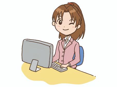 Female employee personal computer Female employee personal computer