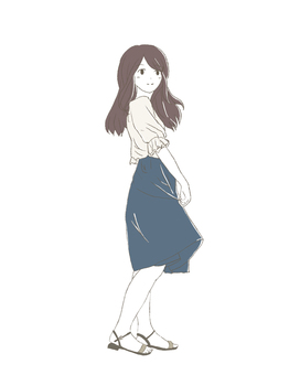 Girl in long skirt whole body Girl in long skirt whole body