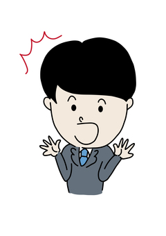 Surprised office worker with both hands open Surprised office worker with both hands open