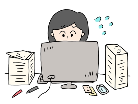 A woman busy working on a computer A woman busy working on a computer