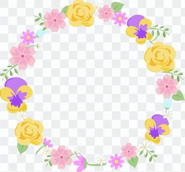 Round frame of various flowers Round frame of various flowers