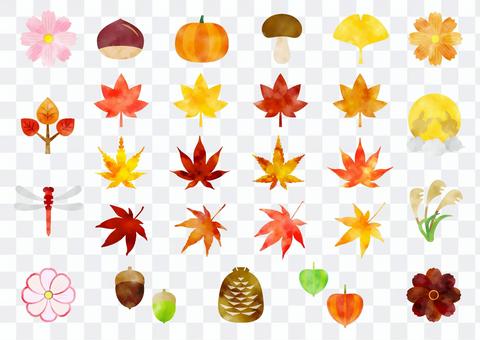 Autumn icon set watercolor Autumn icon set watercolor
