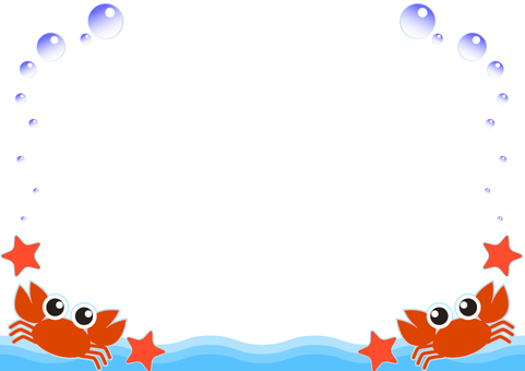 Crab and starfish and waterdrop frame Crab and starfish and waterdrop frame