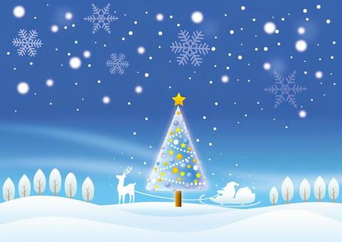 Santa and a tree and a snowy night Santa and a tree and a snowy night