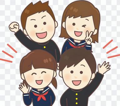 Uniform men and women 4 people _ upper body 01 Uniform men and women 4 people _ upper body 01