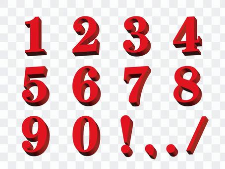 Three-dimensional number red 3 Three-dimensional number red 3