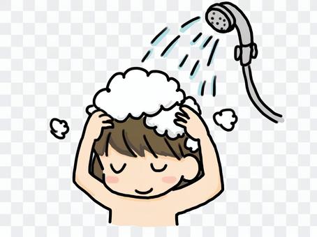 A girl washing her head A girl washing her head