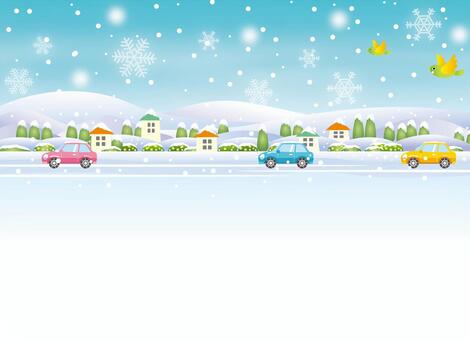 Winter scenery and running car Winter scenery and running car