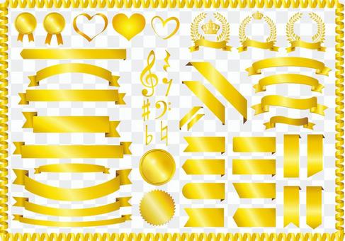 Gold Ribbon Set Material Collection Gold Frame Gold Ribbon Set Material Collection Gold Frame