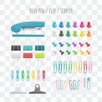 Clip push pin staple set Clip push pin staple set