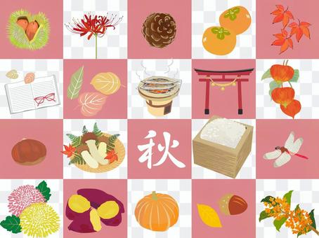 Autumn Japanese style icon set Autumn Japanese style icon set