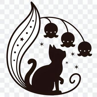 Lily of the valley and cat silhouette B Lily of the valley and cat silhouette B