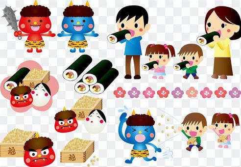 Setsubun illustration set Setsubun illustration set