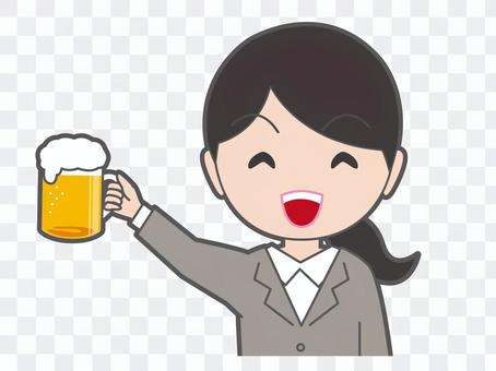 Cheers with beer Young lady Cheers with beer Young lady