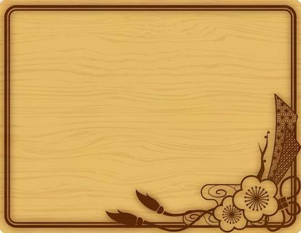 Plum Japanese pattern frame _ Burning seal Plum Japanese pattern frame _ Burning seal