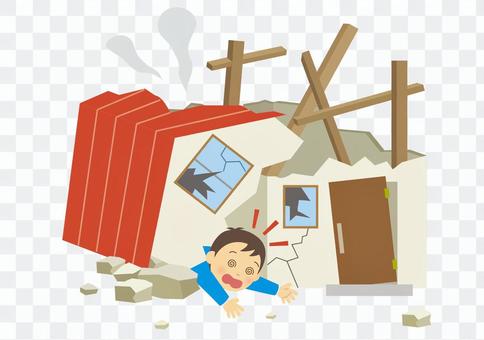 A man who was laid down by the collapse of his home A man who was laid down by the collapse of his home