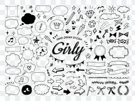 Cute handwritten balloons and decorative illustrations Cute handwritten balloons and decorative illustrations