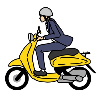 A man in a suit riding a scooter A man in a suit riding a scooter