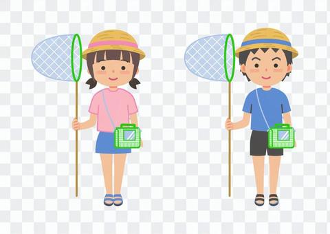 Insect catching child Insect catching child