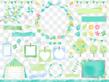 Fresh green and natural watercolor frameset Fresh green and natural watercolor frameset
