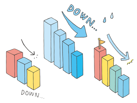 Three-dimensional bar graph illustration handwritten Three-dimensional bar graph illustration handwritten