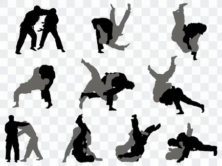 Judo silhouette_set Judo silhouette_set