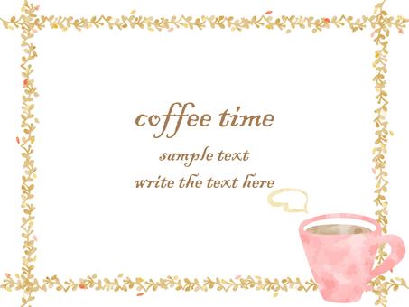 Fashionable watercolor coffee and plant frame Fashionable watercolor coffee and plant frame