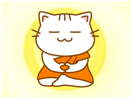 瞑想3 Monk White Cat 瞑想3 Monk White Cat