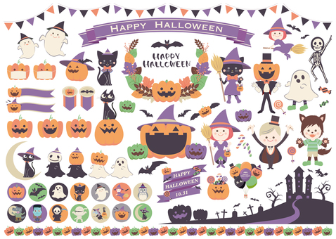 Halloween illustration set 5 soft color Halloween illustration set 5 soft color