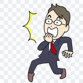 A businessman who is surprised and backtracks A businessman who is surprised and backtracks