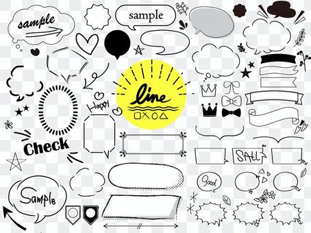 Hand drawn style simple balloon and frame set Hand drawn style simple balloon and frame set
