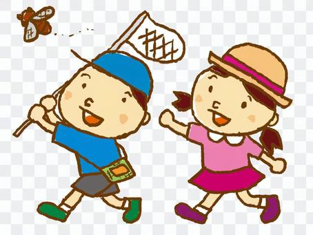 Insect catching child Insect catching child
