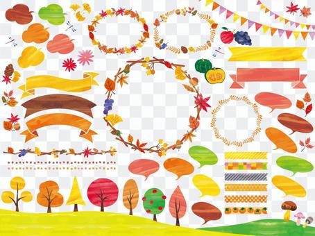 Autumn forest frame, etc. (watercolor handwriting style) Autumn forest frame, etc. (watercolor handwriting style)