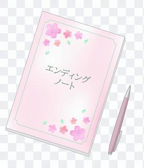 Ending notes and pen cherry blossoms Ending notes and pen cherry blossoms