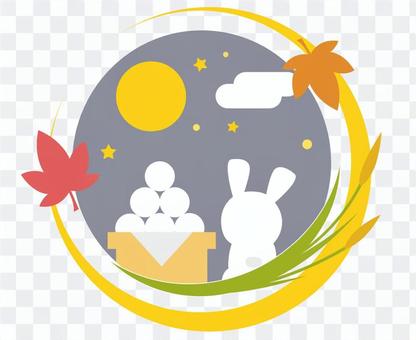 A rabbit and a moon view and a maple A rabbit and a moon view and a maple