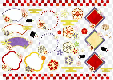 Watercolor Japanese style frame icon set Watercolor Japanese style frame icon set