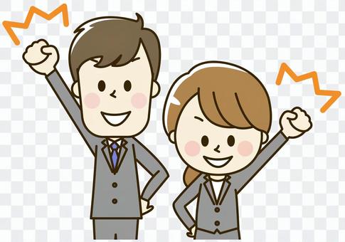 Male and female office worker wearing suit 2-2-2 o Male and female office worker wearing suit 2-2-2 o