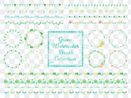 Watercolor style pattern brush set / fresh green natural color Watercolor style pattern brush set / fresh green natural color