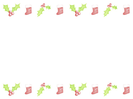 Holly and socks Christmas frame top and bottom Holly and socks Christmas frame top and bottom