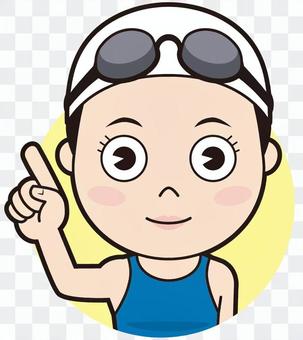Pointing female swimmer (usually) Pointing female swimmer (usually)