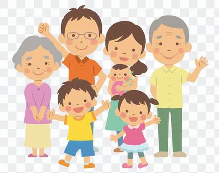3 generations 7 people Family whole body summer clothing 3 generations 7 people Family whole body summer clothing