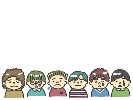 Frame of sad boys / many children Frame of sad boys / many children