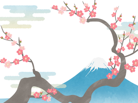 Mt. Fuji and plum frame Mt. Fuji and plum frame