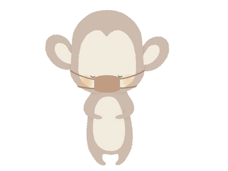 No monkey illustration line to bow with a mask No monkey illustration line to bow with a mask