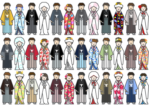 Bride and groom kimono line Bride and groom kimono line