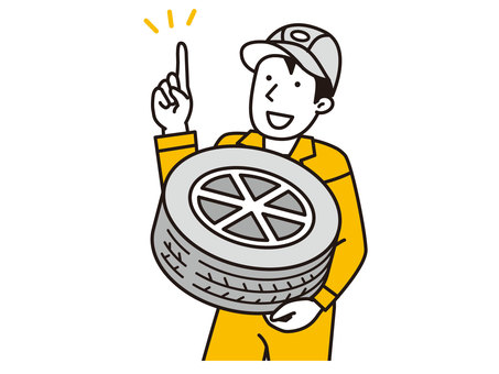 The person who explains the tire The person who explains the tire