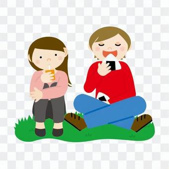Sitting men and women (during meals) Sitting men and women (during meals)