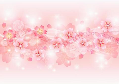 Glitter background of cherry blossoms, staff and streamlines Glitter background of cherry blossoms, staff and streamlines